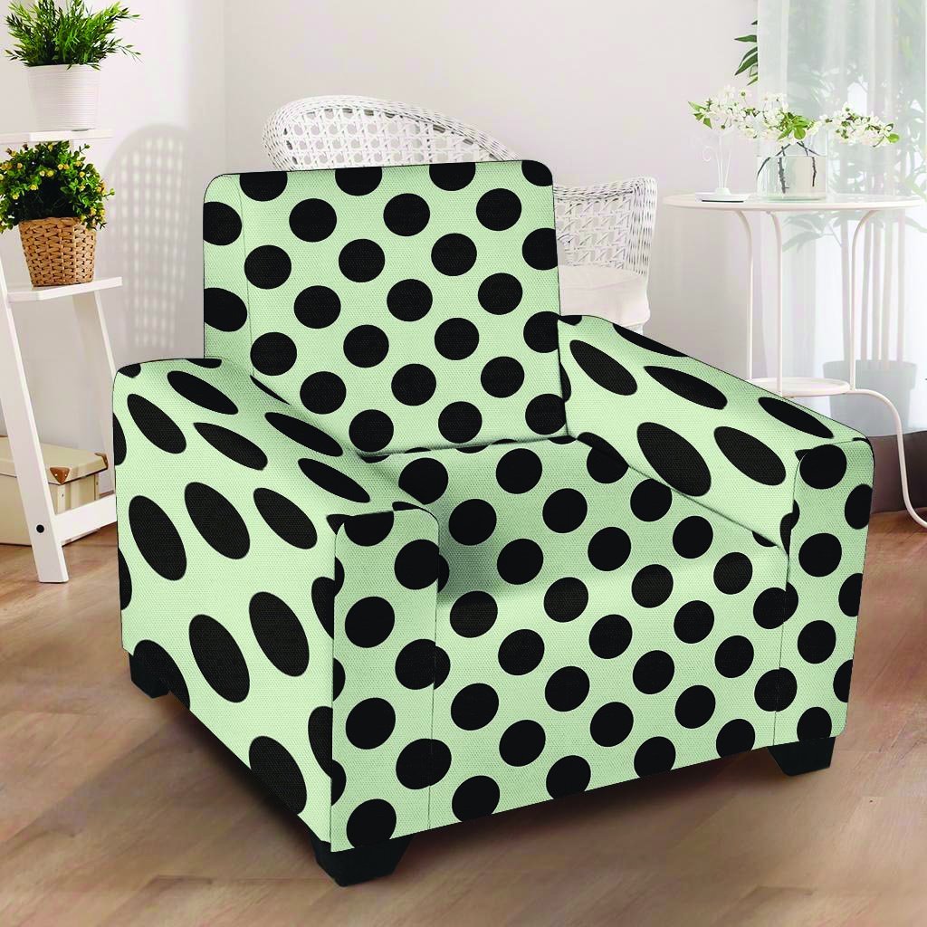 White And Black Polka Dot Print Armchair Cover-grizzshop