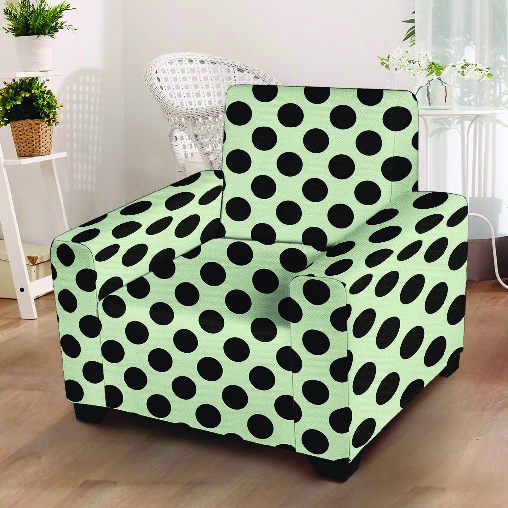 White And Black Polka Dot Print Armchair Cover-grizzshop