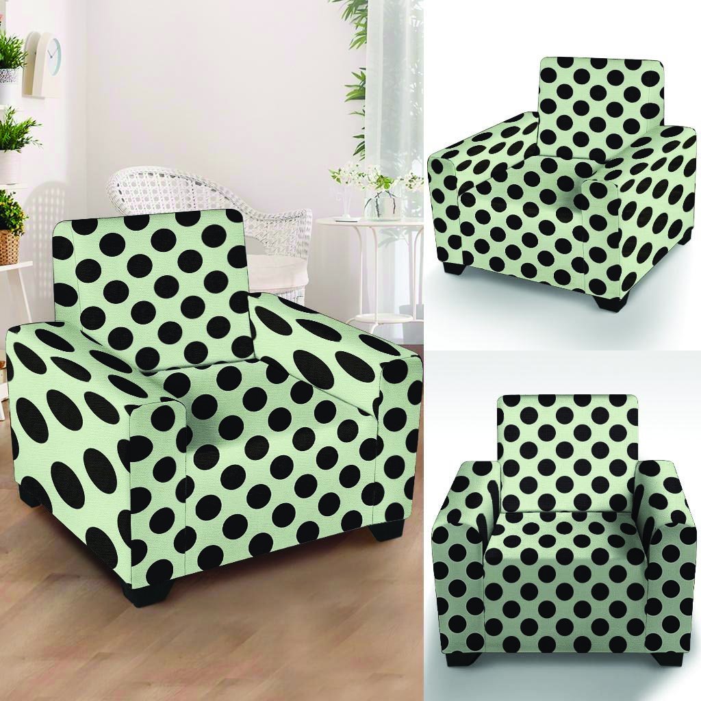 White And Black Polka Dot Print Armchair Cover-grizzshop