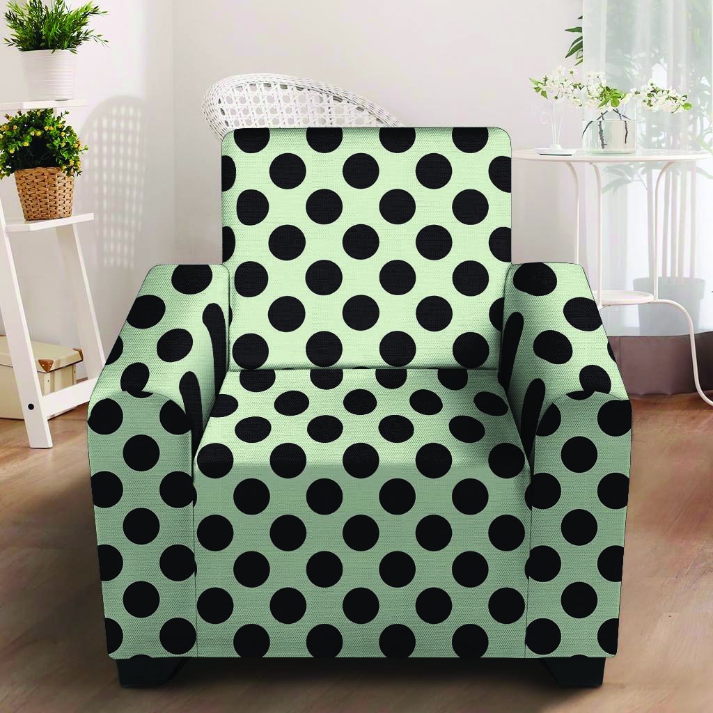 White And Black Polka Dot Print Armchair Cover-grizzshop