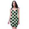 White And Black Polka Dot Print Bodycon Dress-grizzshop