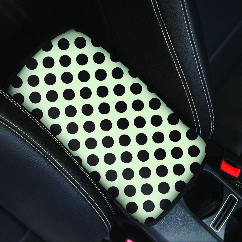 White And Black Polka Dot Print Car Console Cover-grizzshop