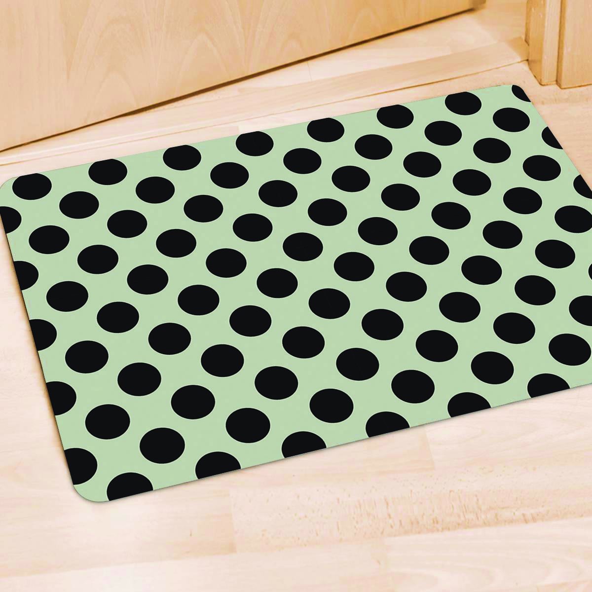 White And Black Polka Dot Print Door Mat-grizzshop