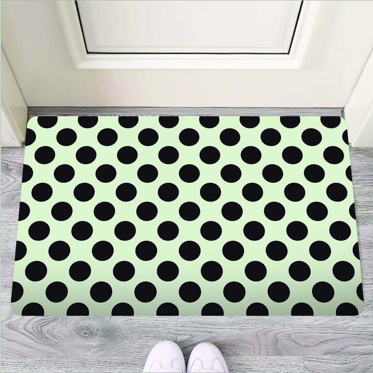 White And Black Polka Dot Print Door Mat-grizzshop