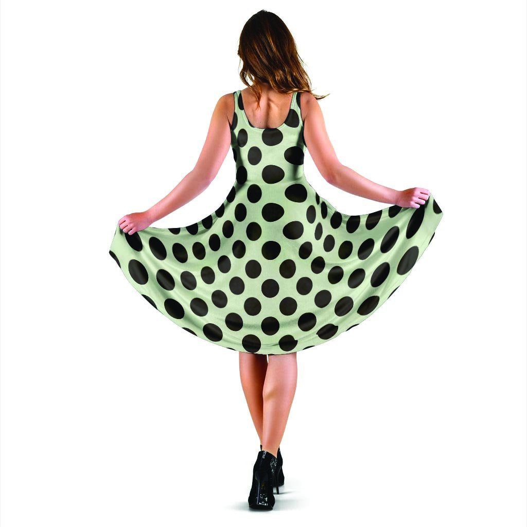 White And Black Polka Dot Print Dress-grizzshop