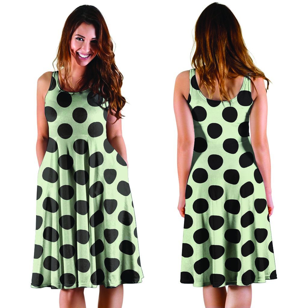 White And Black Polka Dot Print Dress-grizzshop