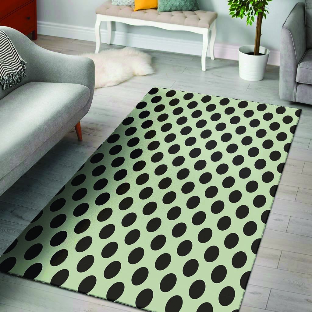 White And Black Polka Dot Print Floor Mat-grizzshop