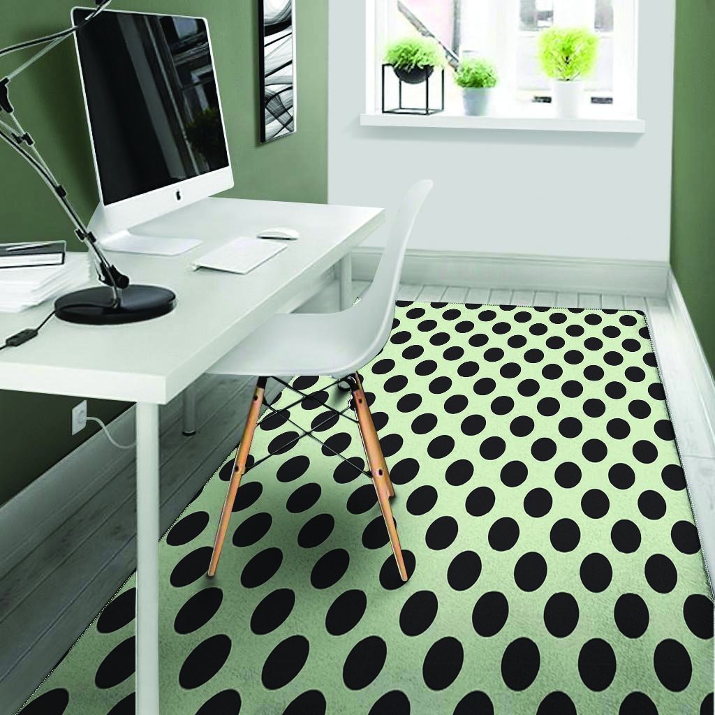 White And Black Polka Dot Print Floor Mat-grizzshop