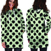 White And Black Polka Dot Print Hoodie Dress-grizzshop