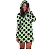 White And Black Polka Dot Print Hoodie Dress-grizzshop