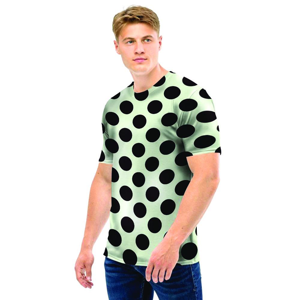 White And Black Polka Dot Print Men T Shirt-grizzshop