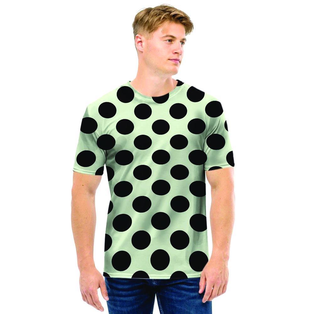 White And Black Polka Dot Print Men T Shirt-grizzshop