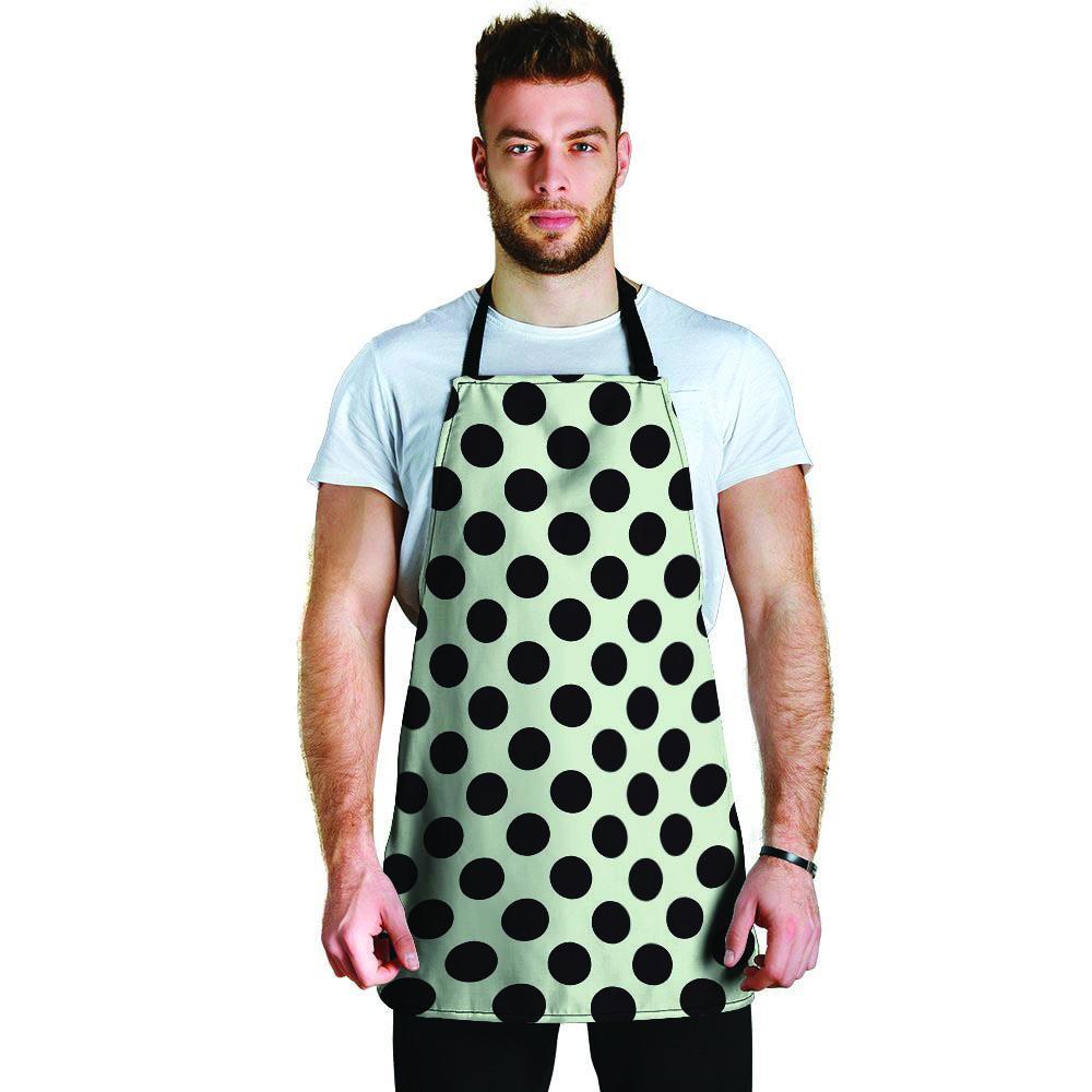 White And Black Polka Dot Print Men's Apron-grizzshop