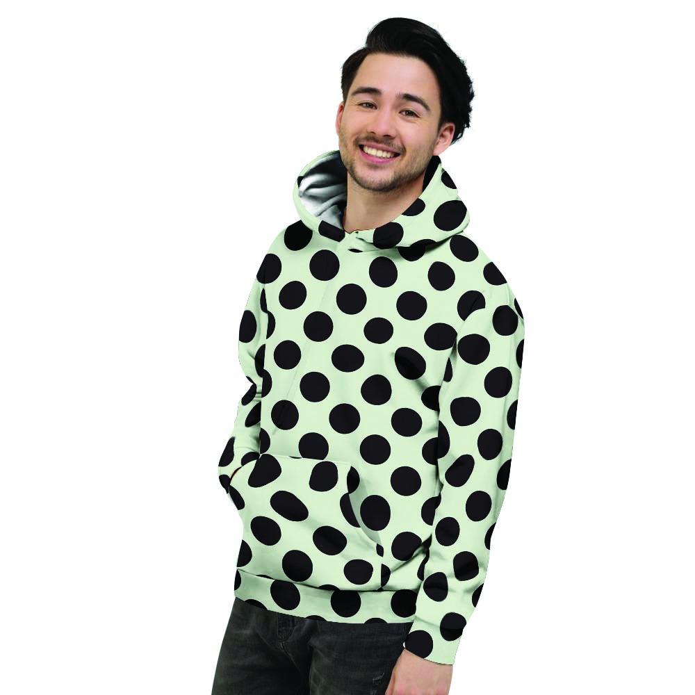 White And Black Polka Dot Print Men's Hoodie-grizzshop