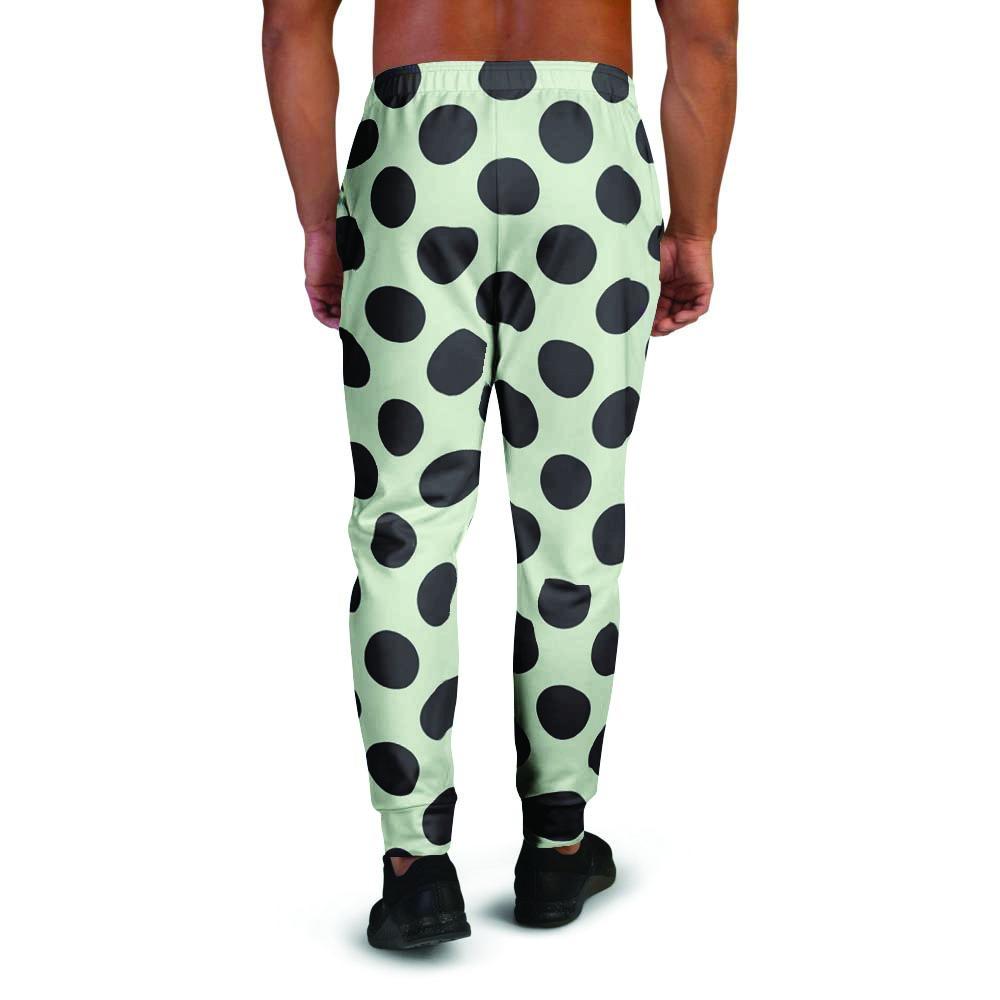 White And Black Polka Dot Print Men's Joggers-grizzshop