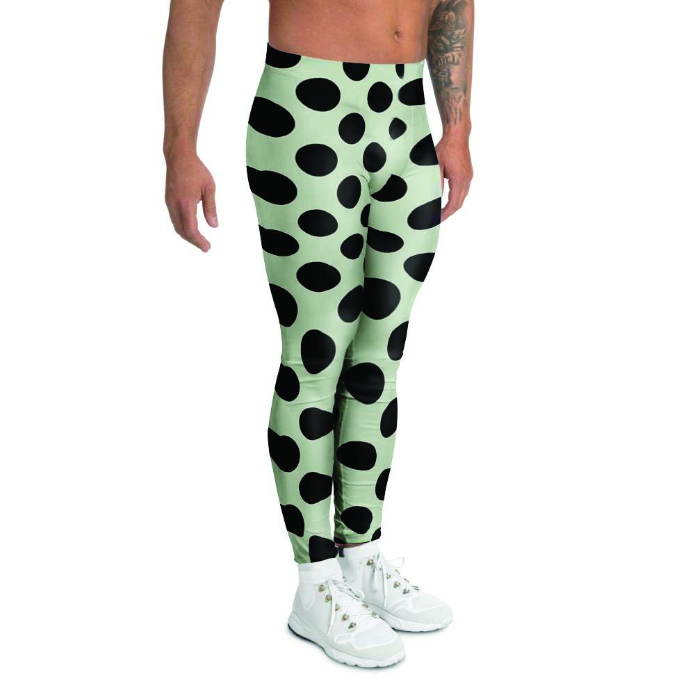 White And Black Polka Dot Print Men's Leggings-grizzshop