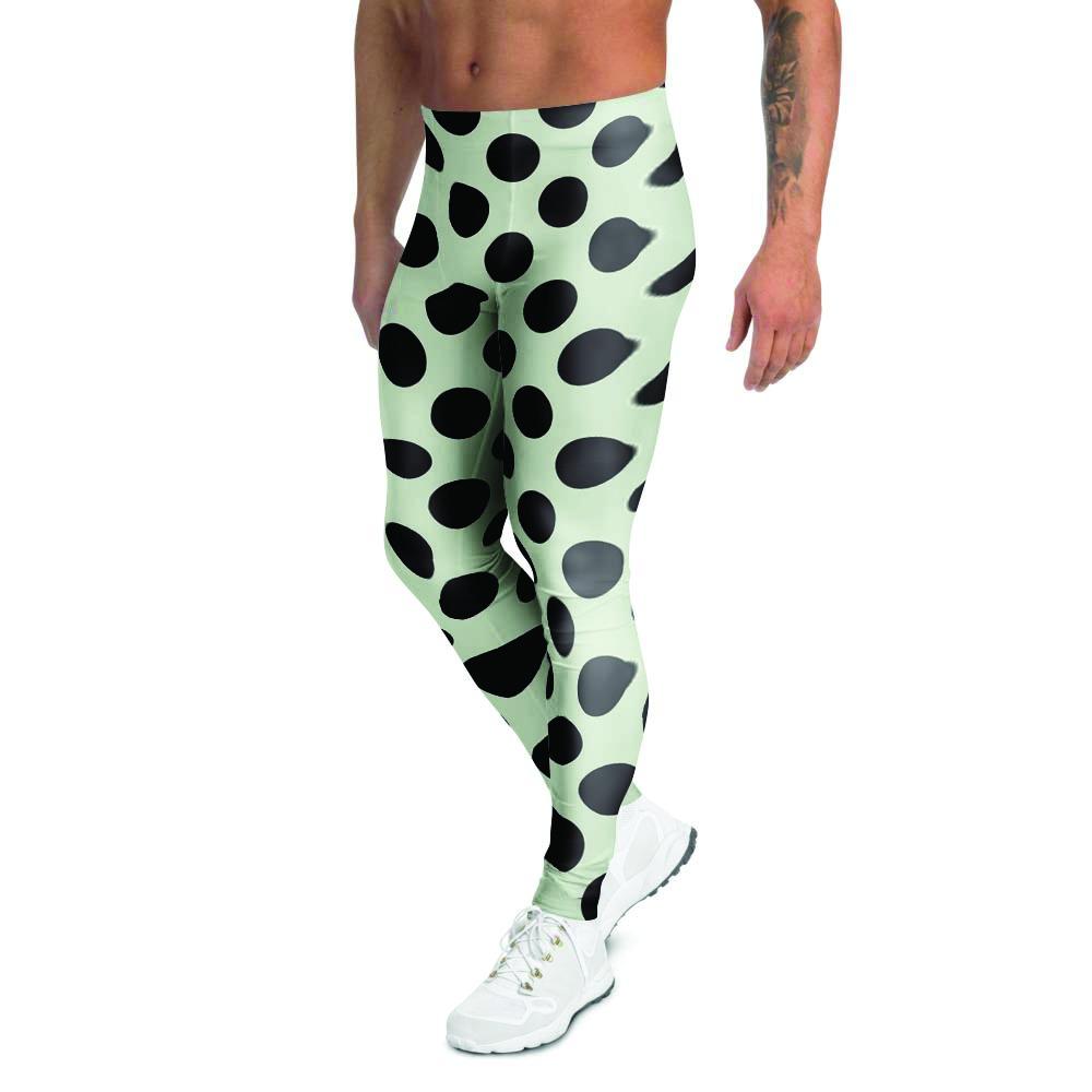 White And Black Polka Dot Print Men's Leggings-grizzshop