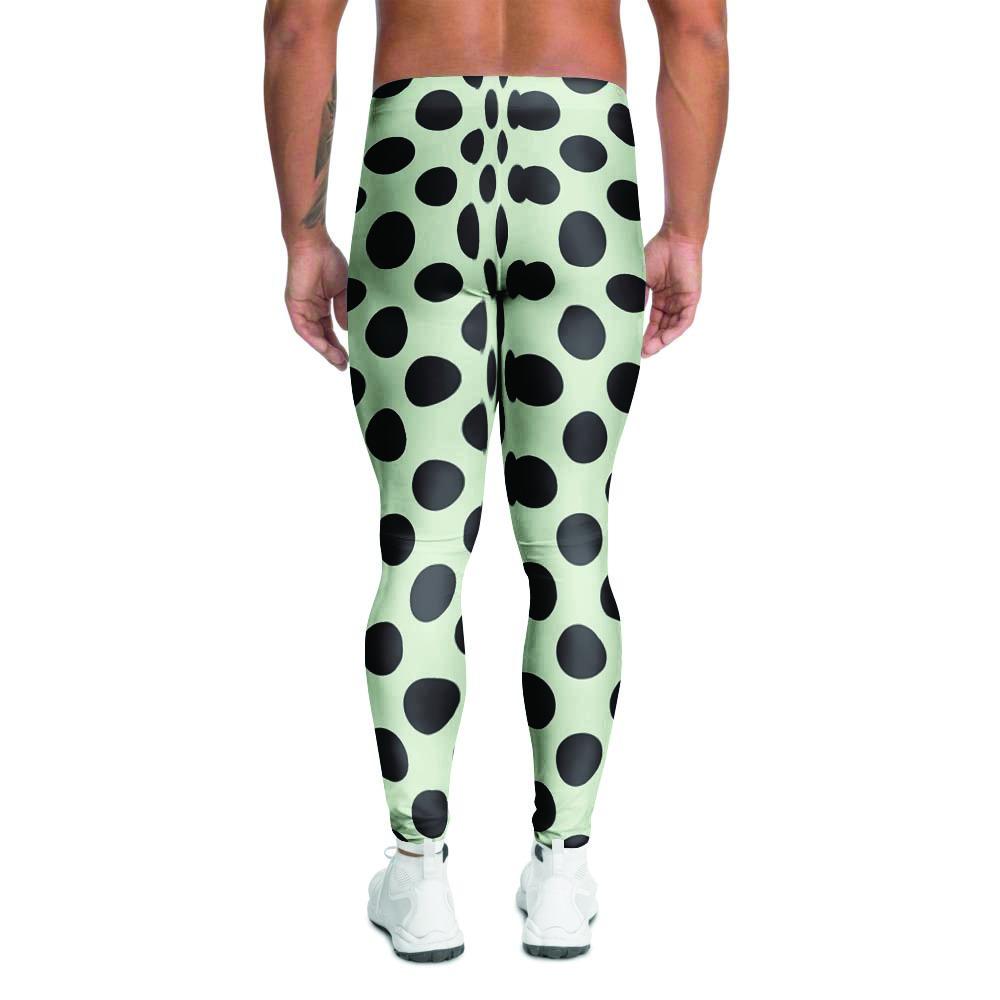 White And Black Polka Dot Print Men's Leggings-grizzshop