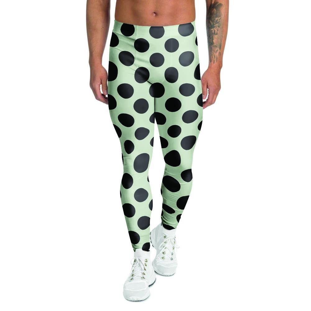 White And Black Polka Dot Print Men's Leggings-grizzshop