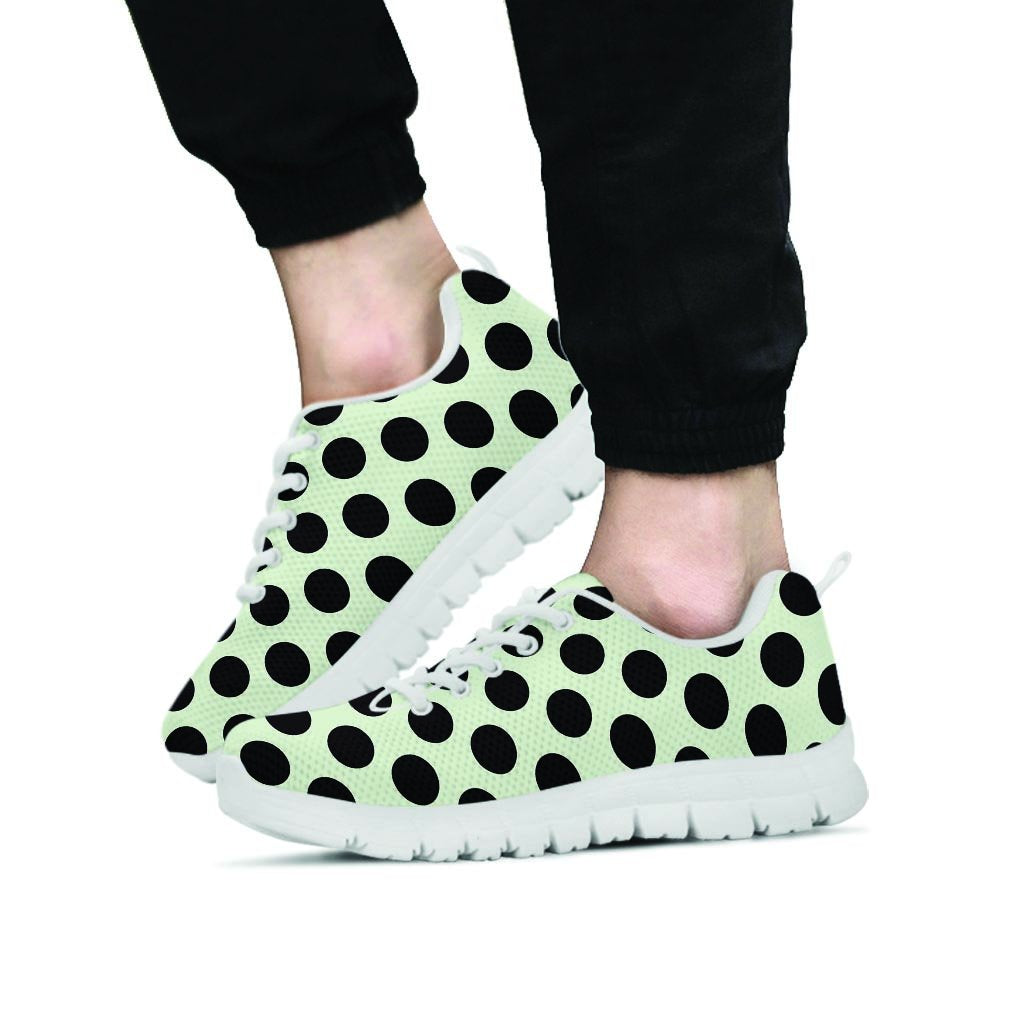 White And Black Polka Dot Print Men's Sneakers-grizzshop