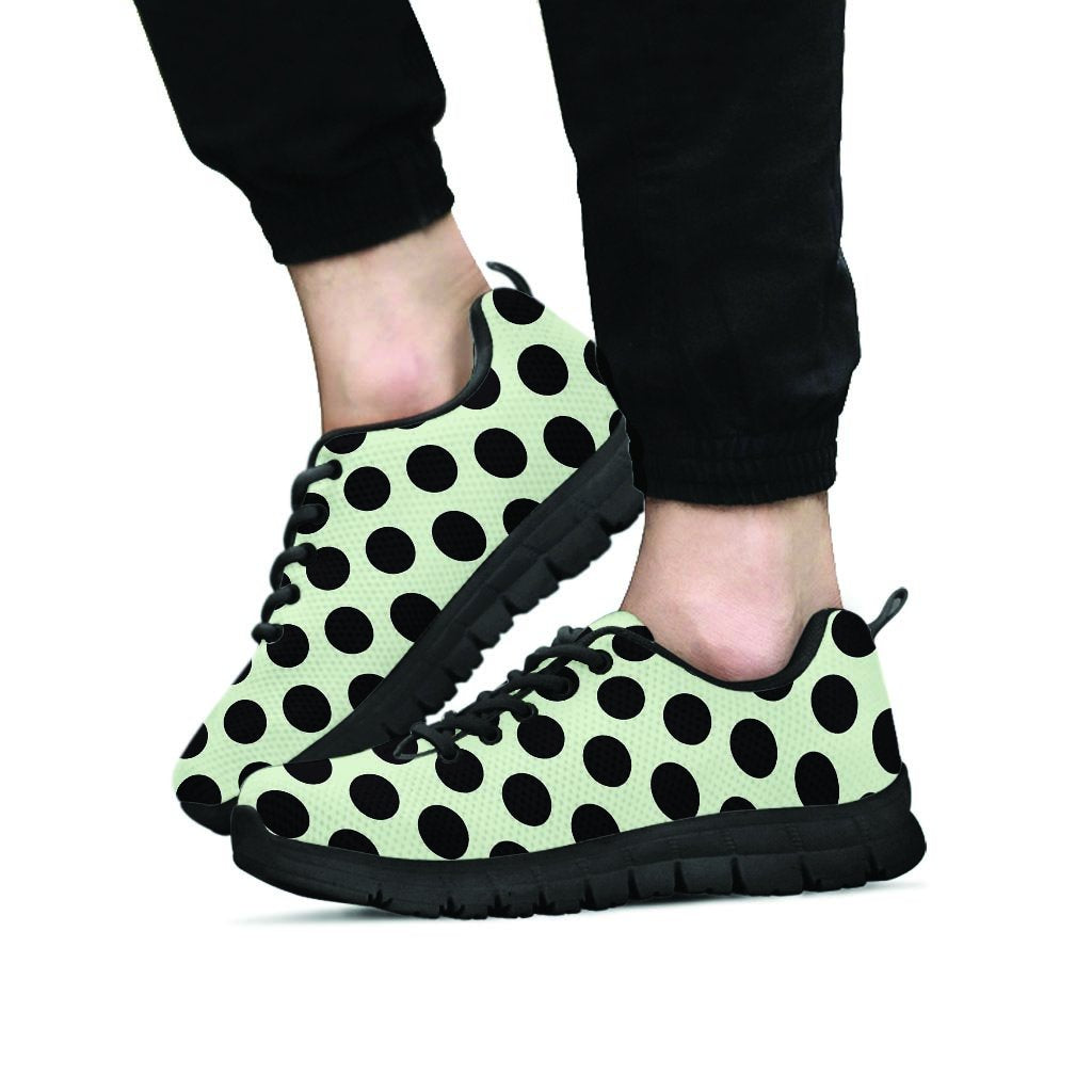 White And Black Polka Dot Print Men's Sneakers-grizzshop