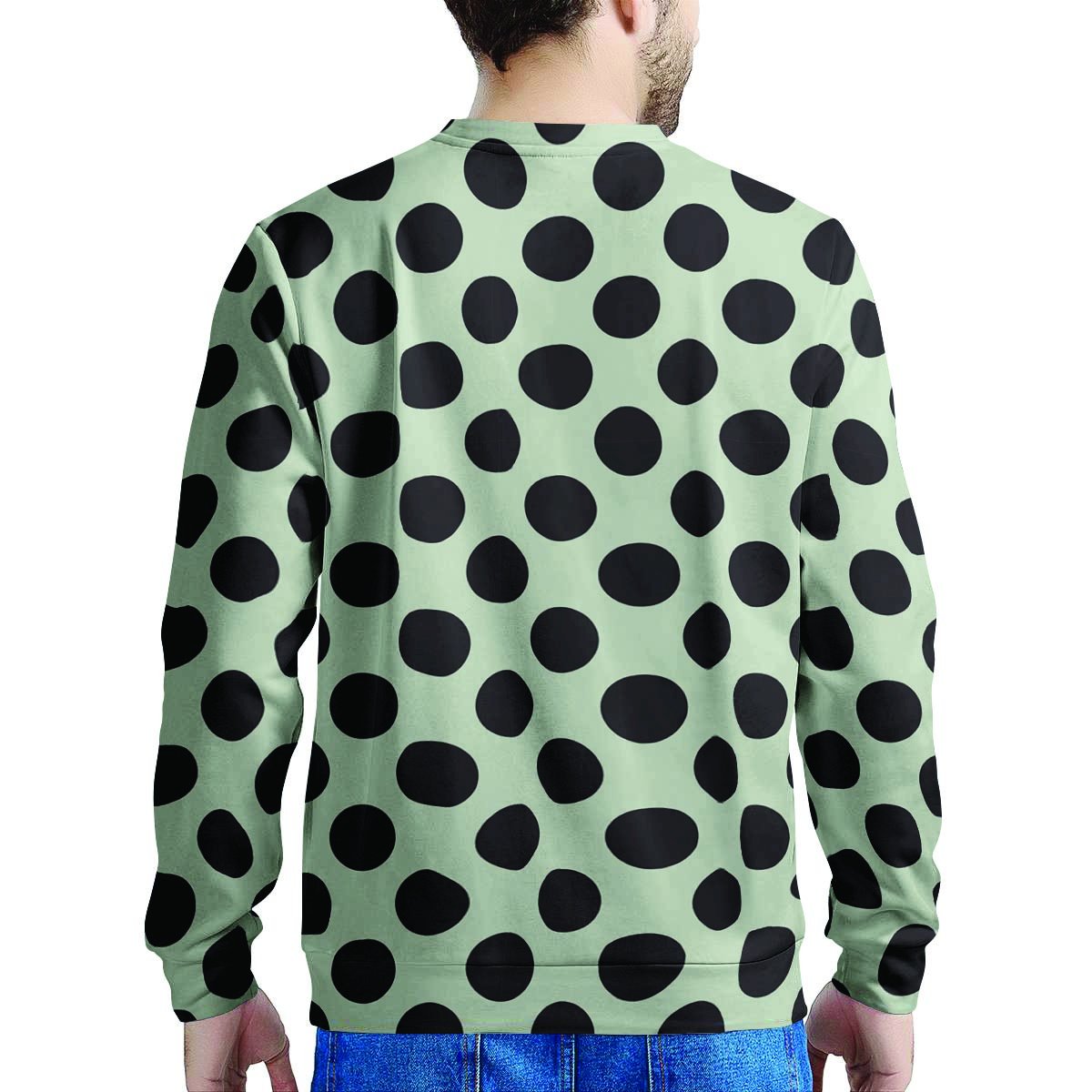 White And Black Polka Dot Print Men's Sweatshirt-grizzshop