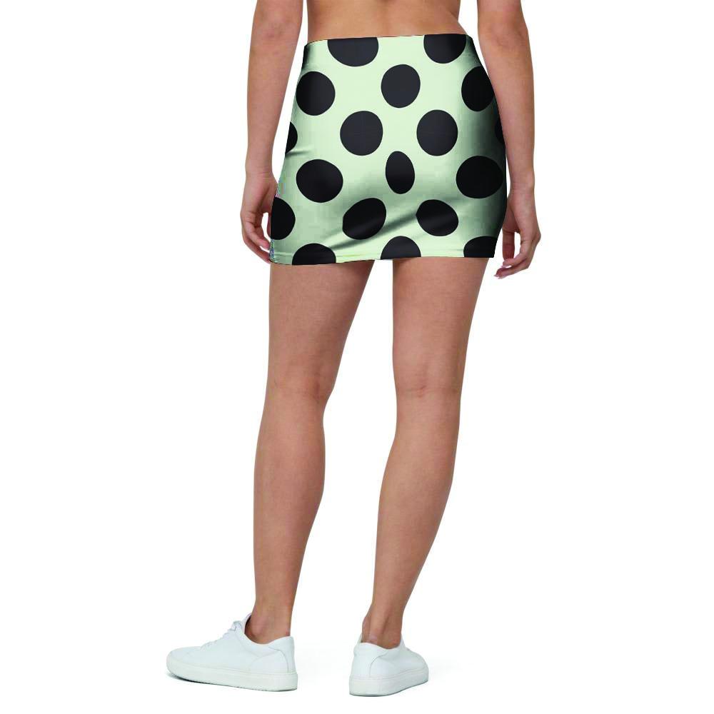 White And Black Polka Dot Print Mini Skirt-grizzshop