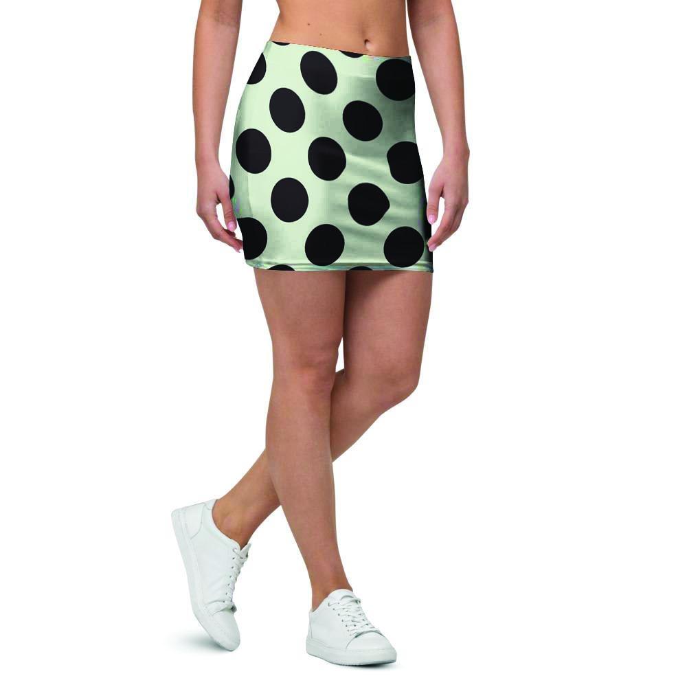 White And Black Polka Dot Print Mini Skirt-grizzshop