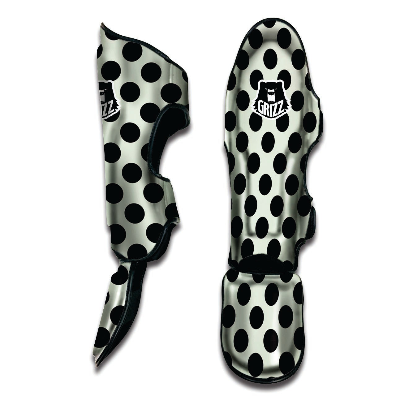 White And Black Polka Dot Print Muay Thai Shin Guard-grizzshop