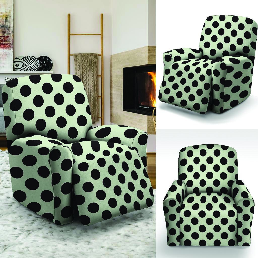 White And Black Polka Dot Print Recliner Cover-grizzshop