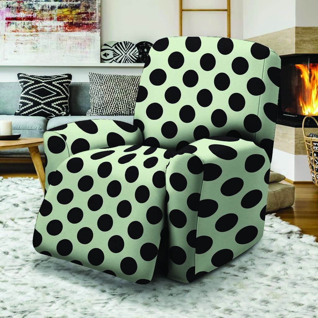 White And Black Polka Dot Print Recliner Cover-grizzshop