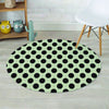 White And Black Polka Dot Print Round Rug-grizzshop