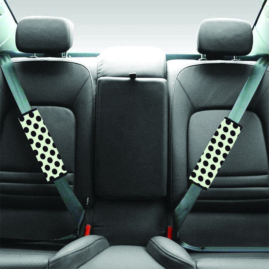 White And Black Polka Dot Print Seat Belt Cover-grizzshop