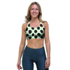 White And Black Polka Dot Print Sports Bra-grizzshop