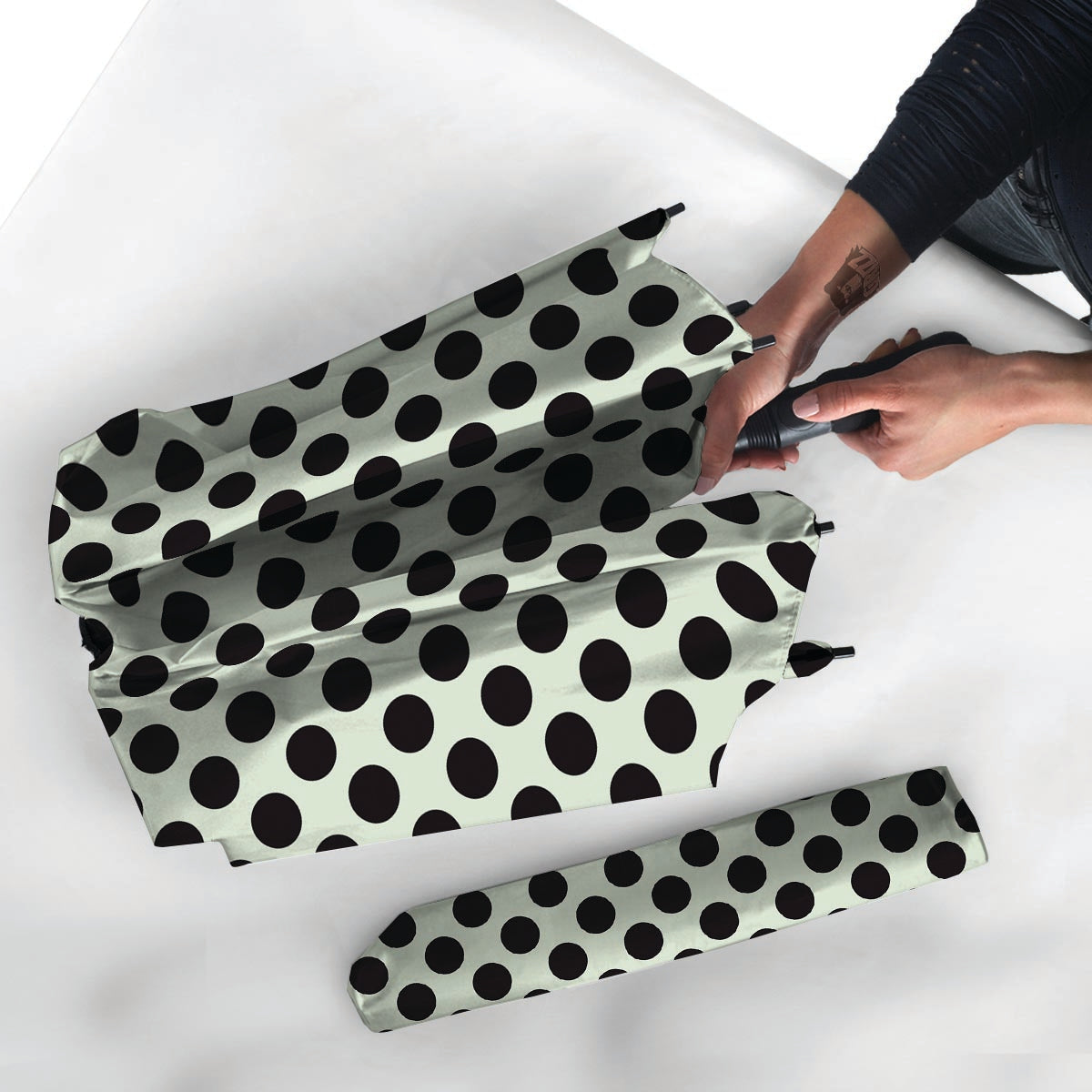 White And Black Polka Dot Print Umbrella-grizzshop