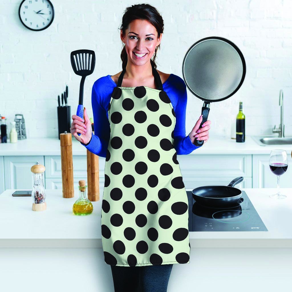 White And Black Polka Dot Print Women's Apron-grizzshop