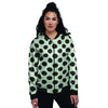 White And Black Polka Dot Print Women's Bomber Jacket-grizzshop