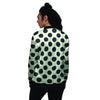 White And Black Polka Dot Print Women's Bomber Jacket-grizzshop