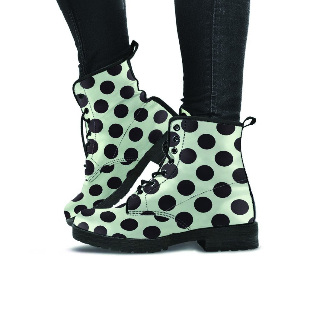 White And Black Polka Dot Print Women's Boots-grizzshop