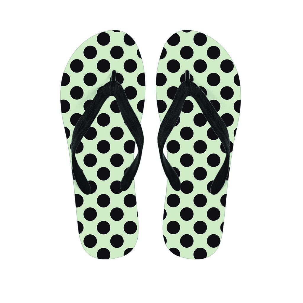 White And Black Polka Dot Print Women's Flip Flops-grizzshop