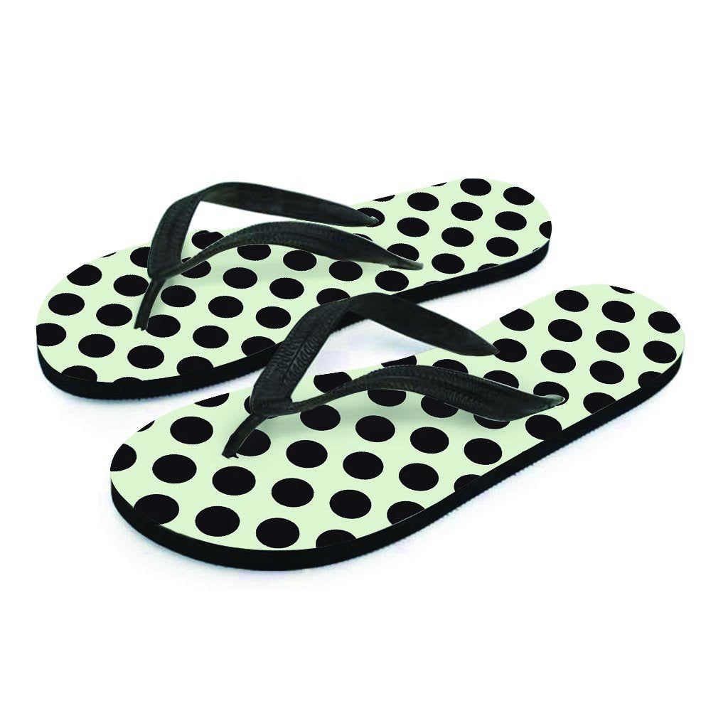 White And Black Polka Dot Print Women's Flip Flops-grizzshop