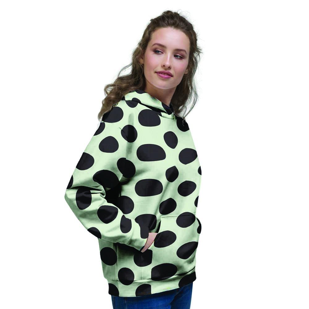 White And Black Polka Dot Print Women's Hoodie-grizzshop