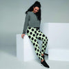 White And Black Polka Dot Print Women's Joggers-grizzshop