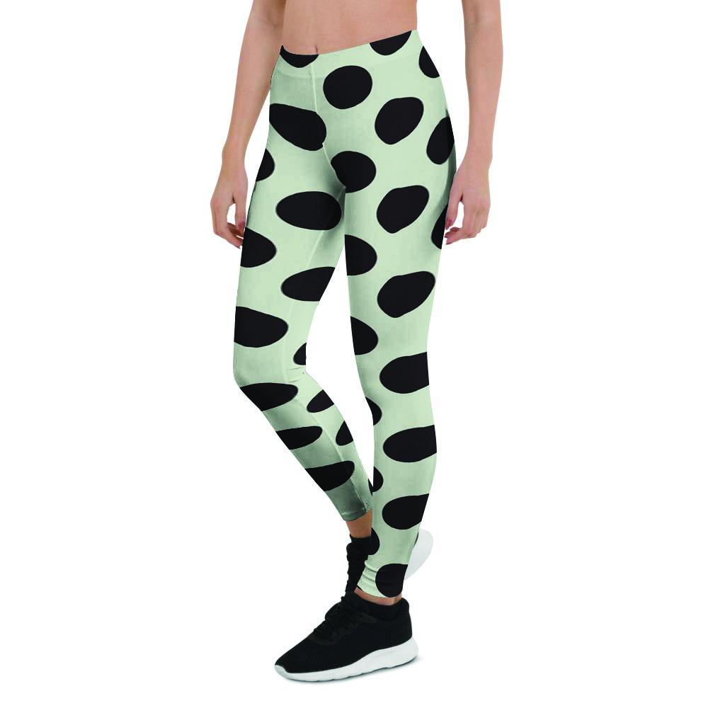 White And Black Polka Dot Print Women's Leggings-grizzshop