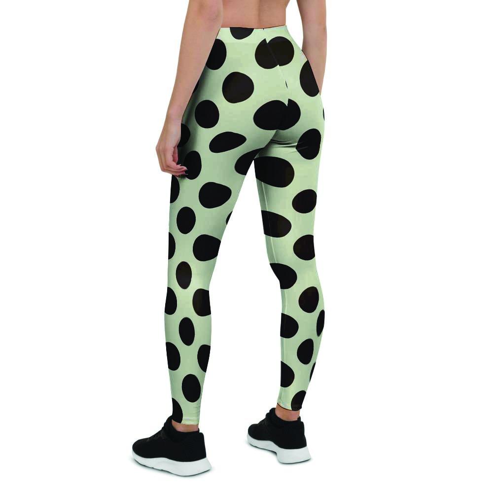 White And Black Polka Dot Print Women's Leggings-grizzshop