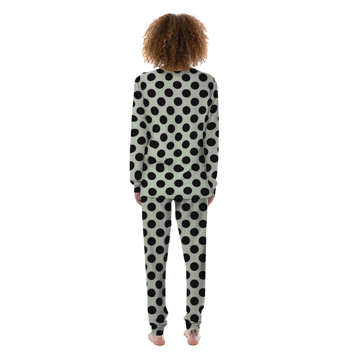 White And Black Polka Dot Print Women's Pajamas-grizzshop