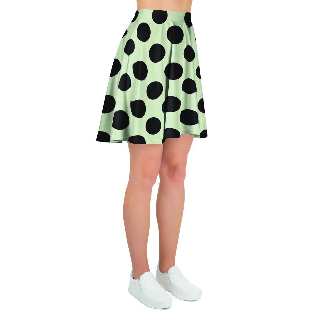 White And Black Polka Dot Print Women's Skirt-grizzshop