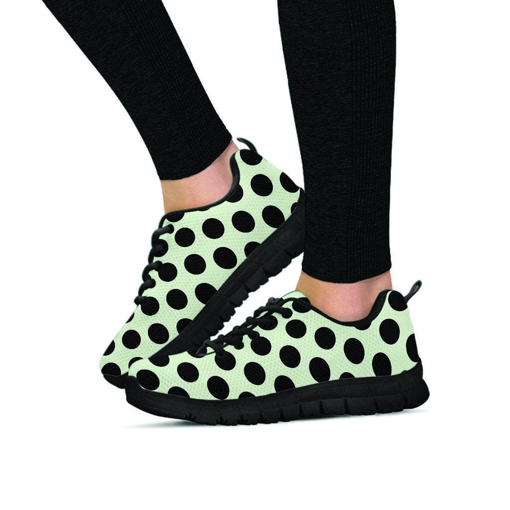 White And Black Polka Dot Print Women's Sneakers-grizzshop