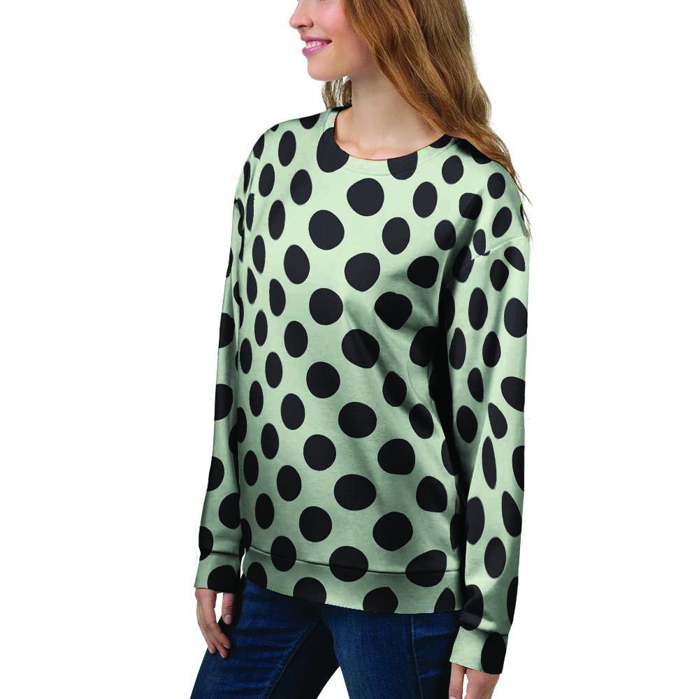 White And Black Polka Dot Print Women's Sweatshirt-grizzshop