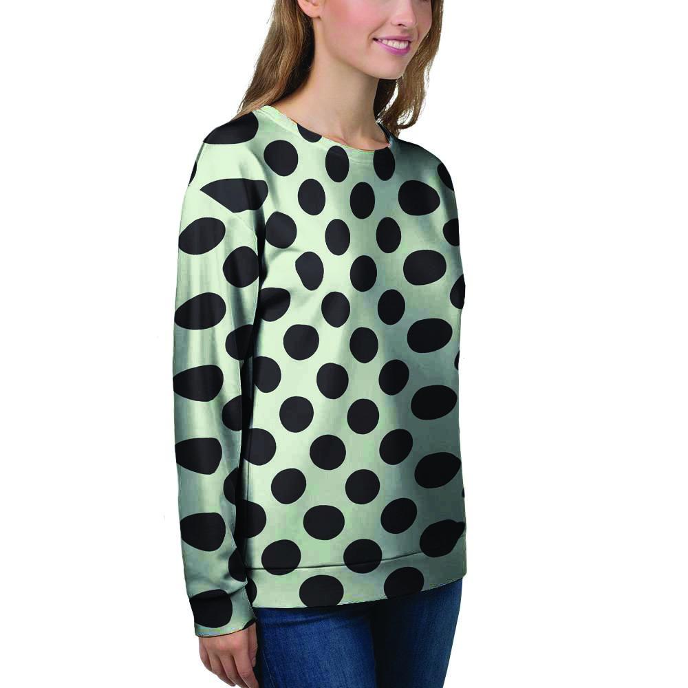 White And Black Polka Dot Print Women's Sweatshirt-grizzshop